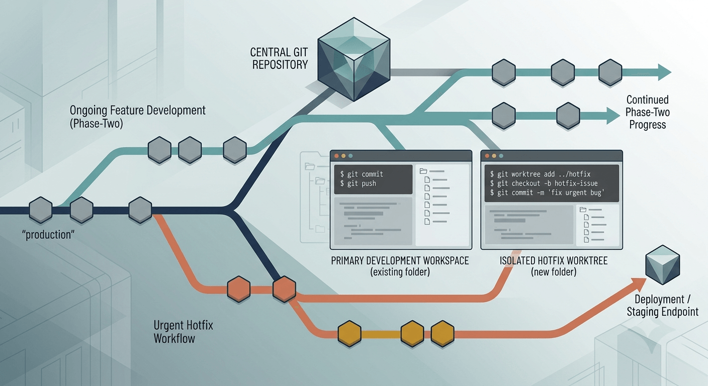 Hotfix worktree created from production while phase two development continues in the main folder